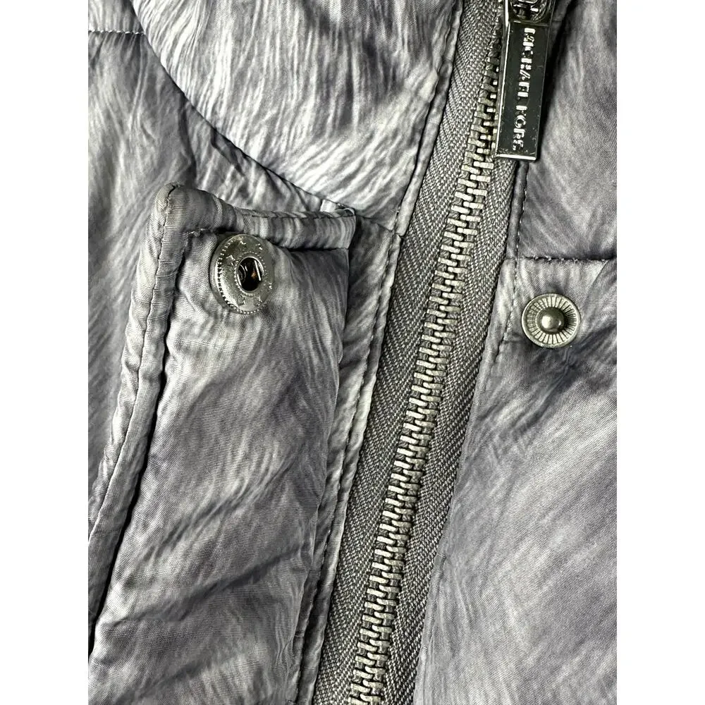 Michael Kors Puffer Vest Jacket Full Zip Animal Print Gray Silver Womens‎ Large
